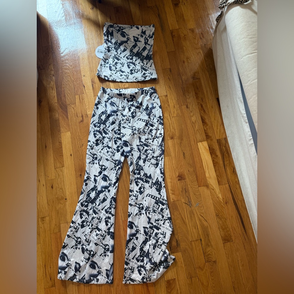 Newspaper long pants and tube top set!